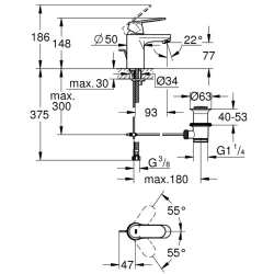 Grohe Eurosmart Cosmopolitan Tek Kumandalı Lavabo Bataryası - 3282500E