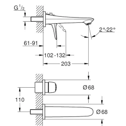 Grohe Eurostyle 2015 İki Delikli Ankastre Lavabo Bataryası - 19571003