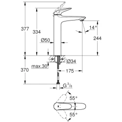 Grohe Eurostyle 2015 Solid Tek Kumandalı Lavabo Bataryası - 23719003