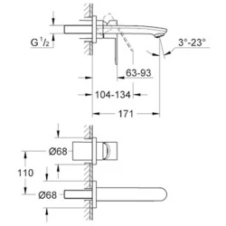 Grohe Eurostyle Cosmopolitan 2 Delikli Ankastre Lavabo Bataryası - 19571002