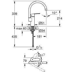 Grohe Eurostyle Cosmopolitan Tek Kumandalı Eviye Bataryası - 30221002