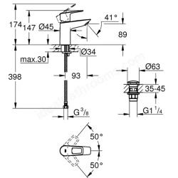 Grohe GROHE Plus 2019 Tek Kumandalı Lavabo Bataryası - 23878001