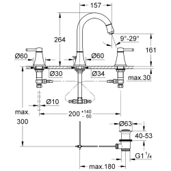 Grohe Grandera 3 Delikli Lavabo Bataryası - 20619000