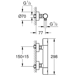 Grohe Grohtherm 1000 Cosmopolitan M Termostatik Nikel Duş Bataryası - 34065A02