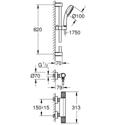 Grohe Grohtherm 1000 Performance Termostatik Duş Bataryası / Duş Seti Dahil - 34834000 Hemen Al