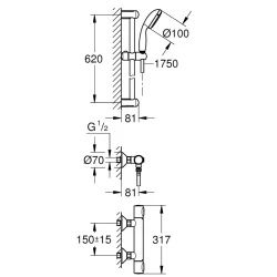 Grohe Grohtherm 500 Termostatik Duş Bataryası / Duş Seti Dahil - 34796000 Hemen Al