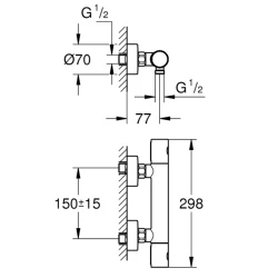 Grohe Grohtherm 800 Cosmopolitan Termostatik Duş Bataryası - 34765000