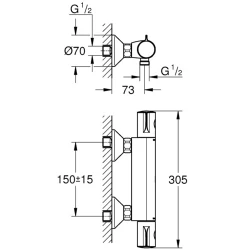 Grohe Grohtherm 800 Termostatik Duş Bataryası - 34558000