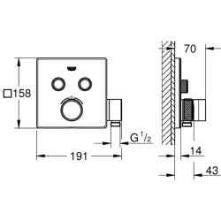 Grohe Grohtherm SmartControl Çift Valfli Akış Kontrollü Ankastre Termostatik Duş Bataryası - 29125000