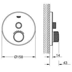 Grohe Grohtherm SmartControl Tek Valfli Akış Kontrollü Ankastre Termostatik Duş Bataryası - 29150LS0