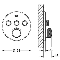 Grohe Grohtherm SmartControl Üç Valfli Akış Kontrollü Nikel Ankastre Termostatik Duş Bataryası - 29121AL0