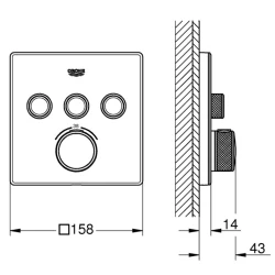 Grohe Grohtherm SmartControl Üç Valfli Akış Kontrollü Ankastre Termostatik Duş Bataryası - 29157LS0