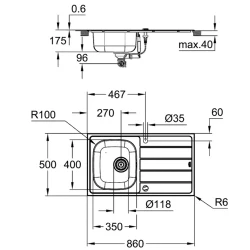 Grohe K500 Stainless Steel Damlalıklı Paslanmaz Çelik Eviye - 31563SD1