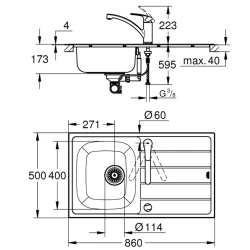 Grohe K200 Stainless Steel Damlalıklı Paslanmaz Çelik Eviye - 31565SD1