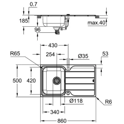 Grohe K500 Stainless Steel Damlalıklı Paslanmaz Çelik Eviye - 31571SD1