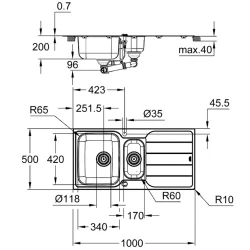 Grohe K500 Stainless Steel Damlalıklı Paslanmaz Çelik Eviye - 31572SD1