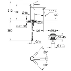 Grohe Lineare New Tek Kumandalı Lavabo Bataryası - 23106001