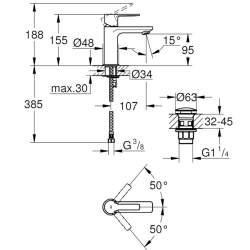 Grohe Lineare New Tek Kumandalı Nikel Lavabo Bataryası - 23791AL1