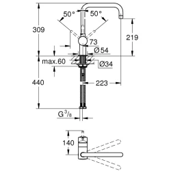 Grohe Minta Tek Kumandalı Eviye Bataryası - 32488000