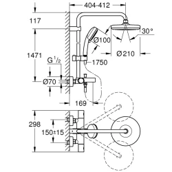 Grohe New Tempesta System Duvara Monte Termostatik Banyo Bataryalı Duş Sistemi- 26223001