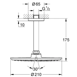 Grohe Rainshower Cosmopolitan Metal Tek Akışlı Tepe Duşu Seti - 26063000