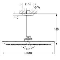 Grohe Rainshower Cosmopolitan Metal Tek Akışlı Tepe Duşu Seti - 26067DC0