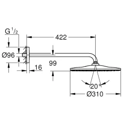 Grohe Rainshower Mono Mat Siyah Tepe Duşu Seti Tek akışlı - 22121KF0