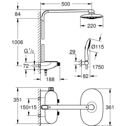 Grohe Rainshower SmartControl Duvara Monte Termostatik Bataryalı Duş Sistemi - 26250000 Hemen Al