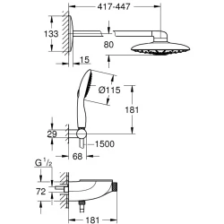 Grohe Rainshower SmartControl Termostatik Yarı Ankastre Duş Bataryası - 26443000