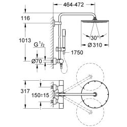 Grohe Rainshower System Duvara Monte Termostatik Bataryalı Duş Sistemi - 27966000