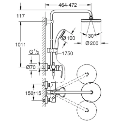 Grohe Tempesta Cosmopolitan Duvara Monte Tek Kumandalı Bataryalı Duş Sistemi - 26244001 Hemen Al