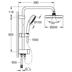 Grohe Tempesta Cosmopolitan Sistem 200 Duvar Bağlantılı, Divertörlü Duş Sistemi - 26453001