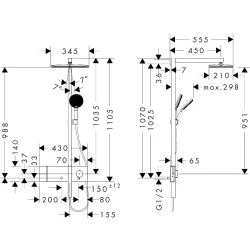 Hansgrohe Raindance Alive Q 210/340 1jet EcoSmart Satin Siyah Duş Kolonu - 24581670