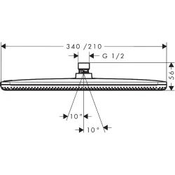 Hansgrohe Raindance Alive Q 210/340 1jet EcoSmart Satin Siyah Tepe Duşu - 24531670