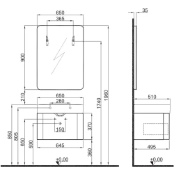 Kale Fold Pro 65 Cm Mat Beyaz Banyo Dolabı Takımı