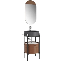 Kale Icon 2.0 50 Cm Yuvarlak Antrasit Banyo Dolabı Takımı