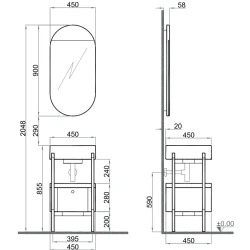 Kale Icon 2.0 50 Cm Yuvarlak Mat Siyah Banyo Dolabı Takımı