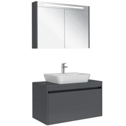 Kale Idea 2.0 100 Cm Parlak Antrasit Tek Çekmeceli Banyo Dolabı Takımı 610100200597