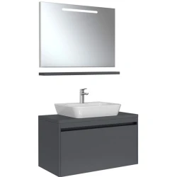 Kale Idea 2.0 100 Cm Parlak Antrasit Tek Çekmeceli Banyo Dolabı Takımı 610100200609
