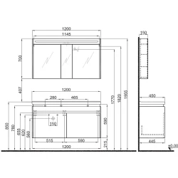 Kale Idea 2.0 120 Cm Sağ Etajer Lavabolu Parlak Beyaz Banyo Dolabı Takımı