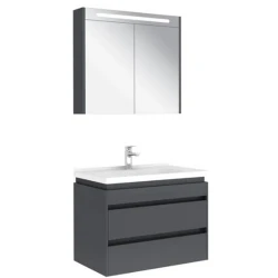 Kale Idea 2.0 80 Cm Parlak Antrasit Çİft Çekmeceli Banyo Dolabı Takımı 610100200515 Hemen Al