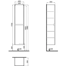 Kale Idea 2.0 40 Cm (Sepetsiz) Sağ-Sol Parlak Beyaz Boy Dolap