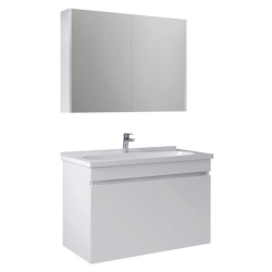 Kale Krea 100 Cm Kapaklı Beyaz Banyo Dolabı Takımı (Ayna Dolaplı)