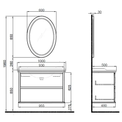 Kale Miro 100 Cm Mat Beyaz Banyo Dolabı Takımı