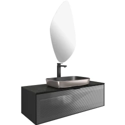 Kale Ombra 120 Cm Mat Siyah-Bronz Banyo Dolabı Takımı