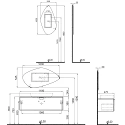 Kale Ombra 120 Cm Mat Siyah-Pltn Banyo Dolabı Takımı