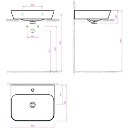 Kale Stil Pro 60x50 Cm Tezgahüzeri Lavabo