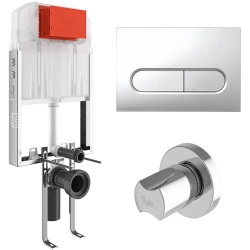 Kale Triton 3/6L Duvar İçi Gömme Rezervuar + Capsule Parlak Krom Panel + V100 Ankastre Stop Valf