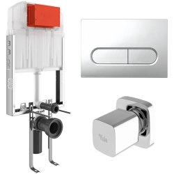 Kale Triton 2,5/4L Duvar İçi Gömme Rezervuar + Capsule Parlak Krom Panel + V200 Ankastre Stop Valf
