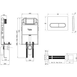 Kale Triton 2,5/4L Duvar İçi Gömme Rezervuar + Capsule Parlak Krom Panel + V200 Ankastre Stop Valf
